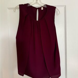 Tyche Red Sleeveless Pleated Blouse